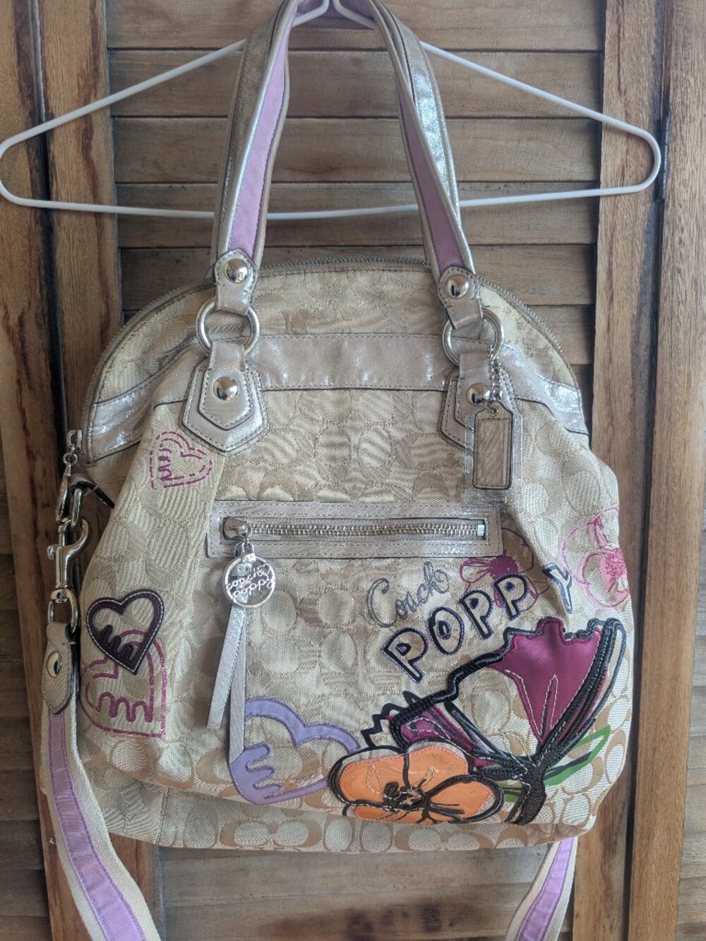 COACH Poppy Signature Shoulder Bag/Handbag - Floral graffiti print